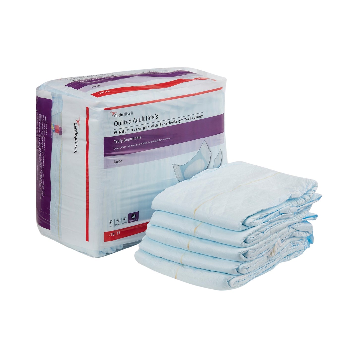 Wings™ Overnight Quilted Unisex Adult Incontinence Brief Large Disposable Heavy Absorbency (864860_CS)