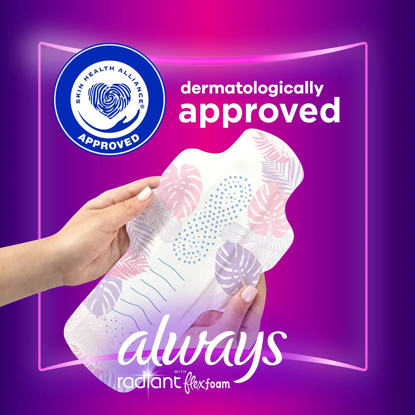 Always® Radiant with FlexFoam Feminine Pad Overnight / With Wings Heavy Absorbency (1231746_BX)