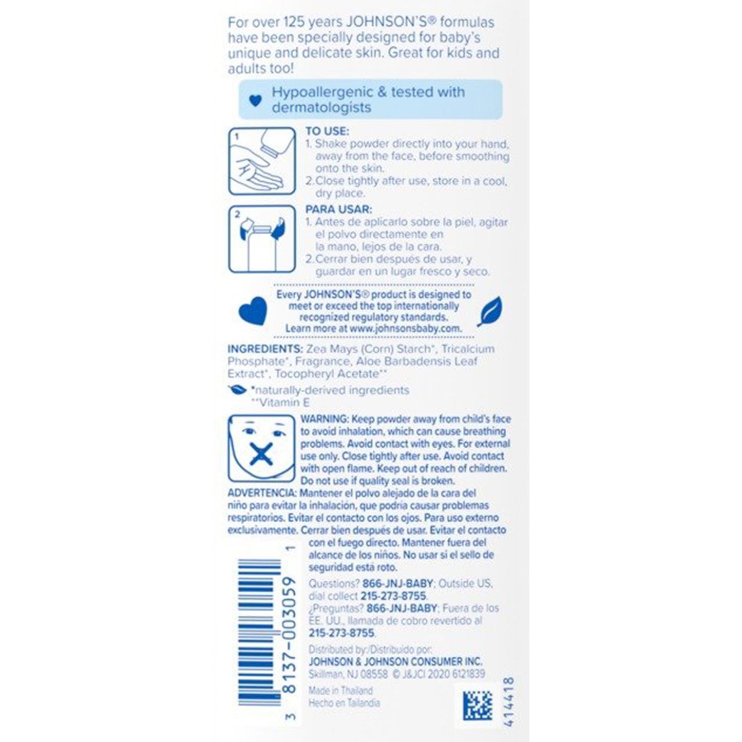 Johnson's® Baby Powder 15 oz. Fresh Scent Bottle with Dispensing Cap Cornstarch / Aloe / Vitamin E (635288_EA)