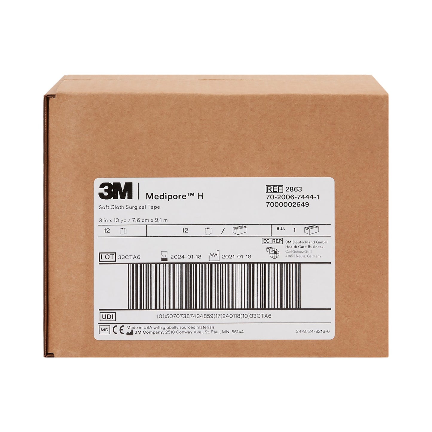 3M™ Medipore™ H Perforated Medical Tape White 3 Inch X 10 Yard Soft Cloth NonSterile (324082_CS)
