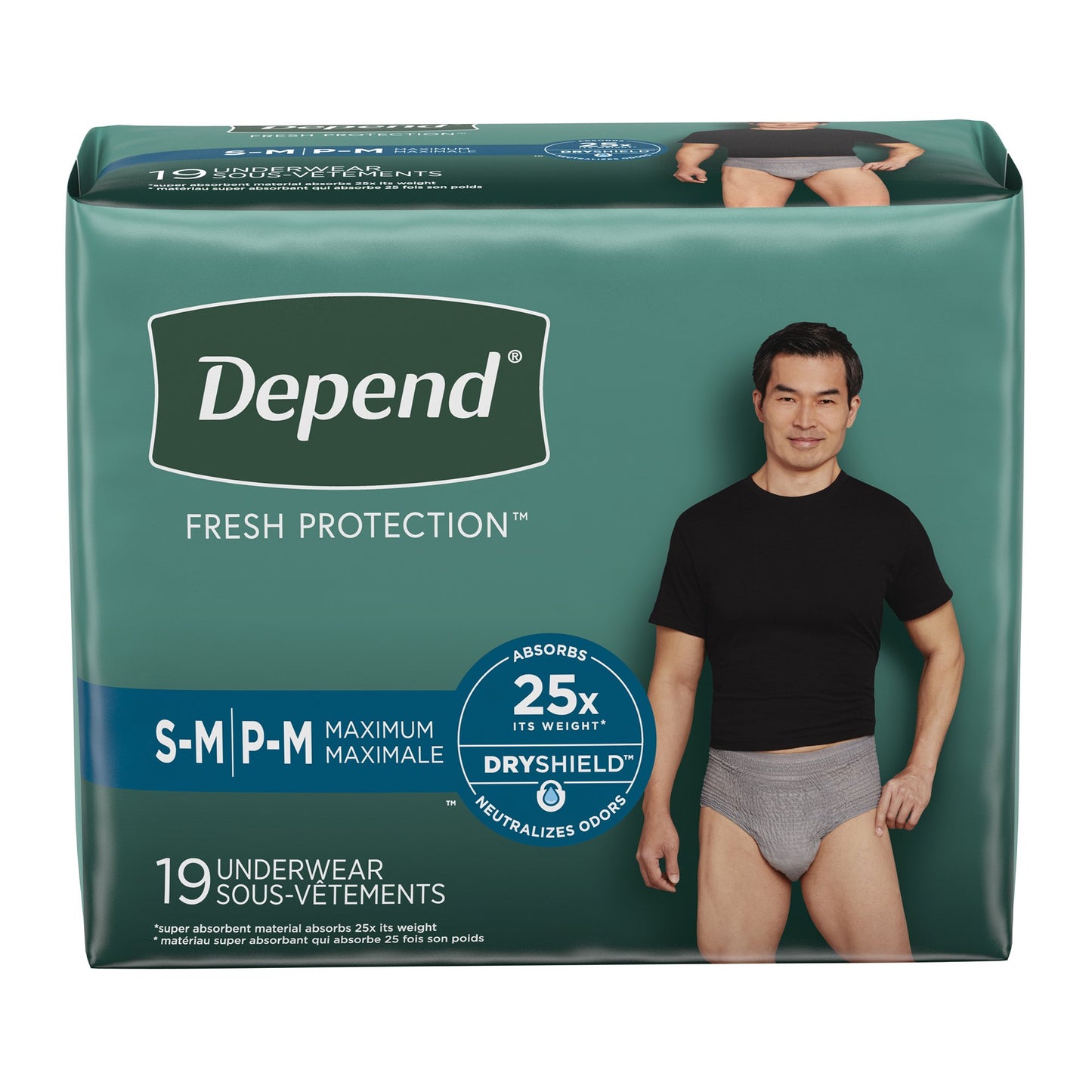Depend® Fresh Protection Male Adult Absorbent Underwear Waistband Style Small / Medium Disposable Heavy Absorbency (984194_CS)