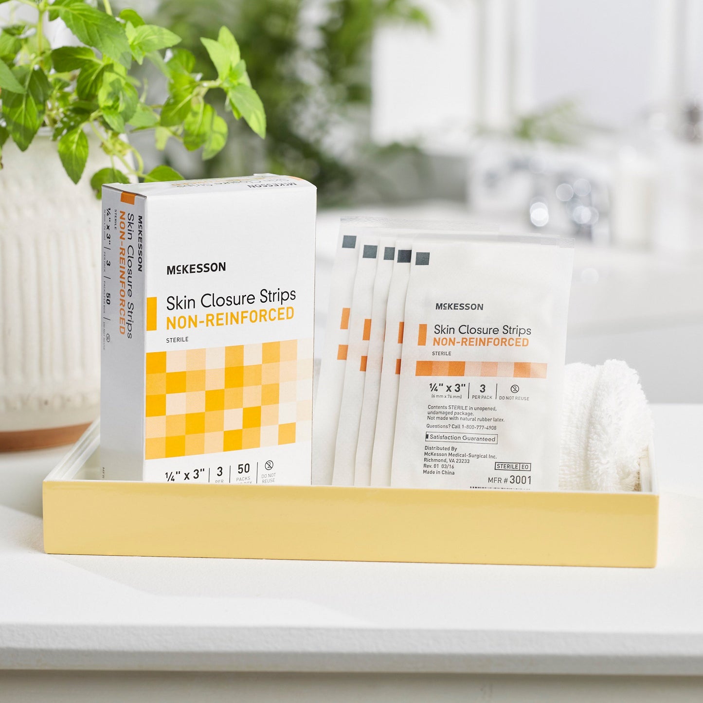 McKesson Skin Closure Strip 1/4 X 3 Inch Nonwoven Material Flexible Strip Tan (876300_CS)