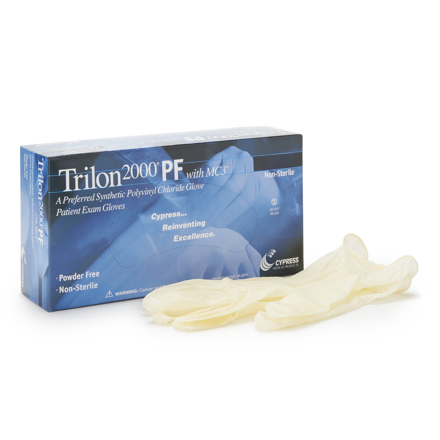 Trilon 2000® PF with MC3® Exam Glove Large NonSterile Stretch Vinyl Standard Cuff Length Smooth Ivory Not Rated WITH PROP. 65 WARNING (457272_BX)
