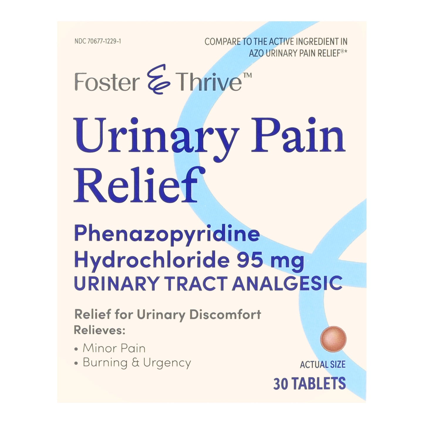 Foster & Thrive™ Urinary Pain Relief 95 mg Strength Phenazopyridine HCL Tablet 30 per Box (1244997_BX)