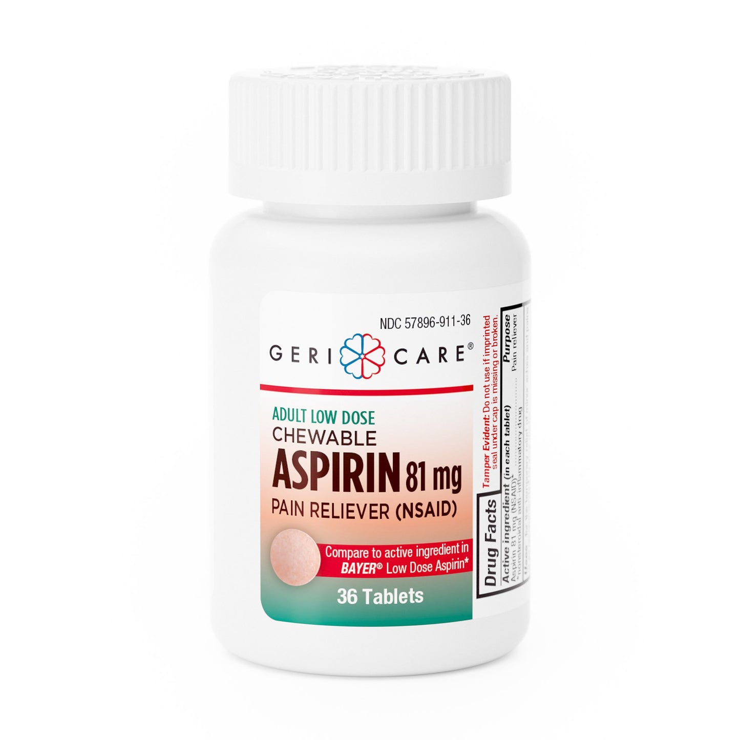 Geri-Care® Pain Relief 81 mg Strength Aspirin Chewable Tablet 36 per Bottle (555693_CS)
