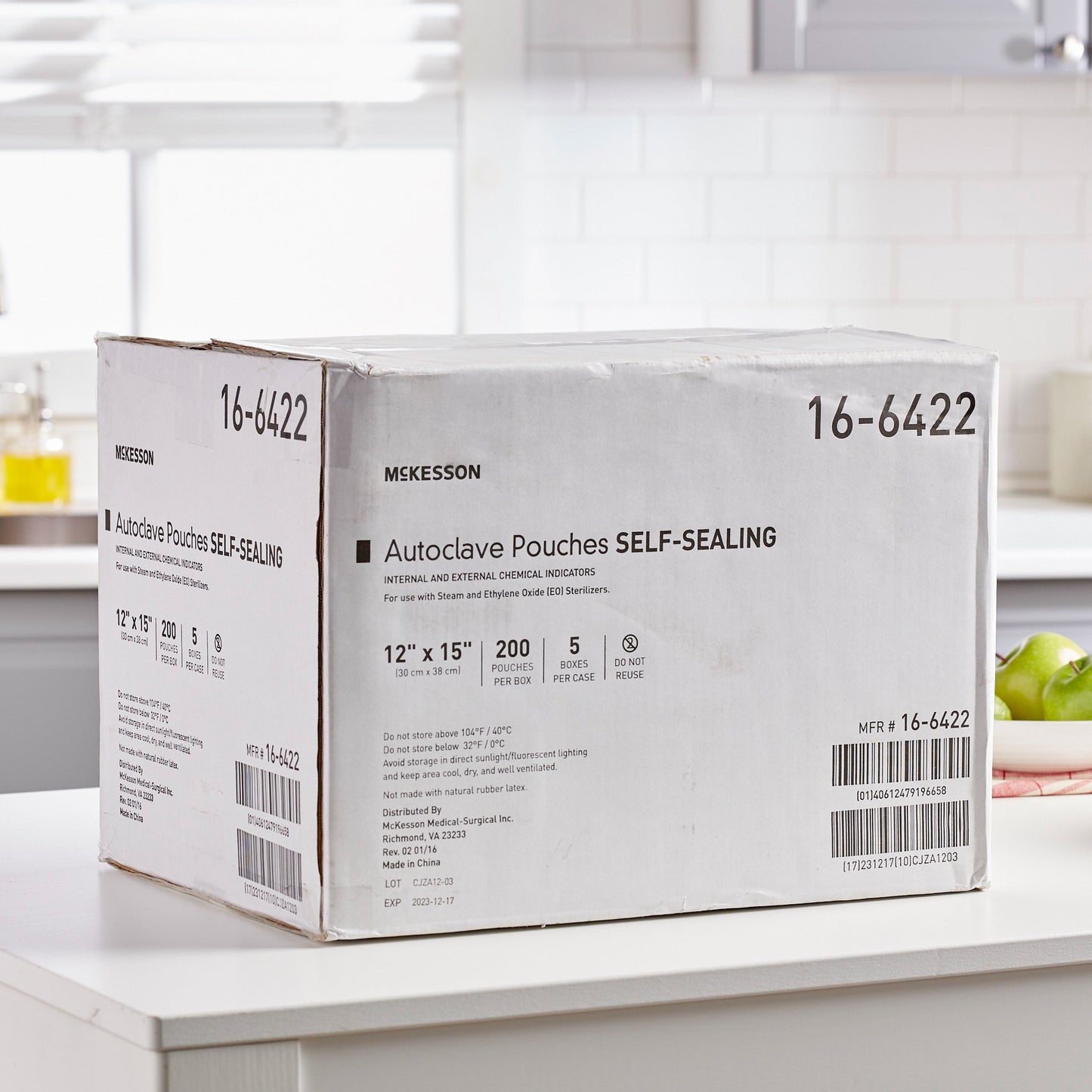 McKesson Sterilization Pouch Ethylene Oxide (EO) Gas / Steam 12 X 15 Inch Transparent Blue / White Self Seal Paper / Film (960947_BX)