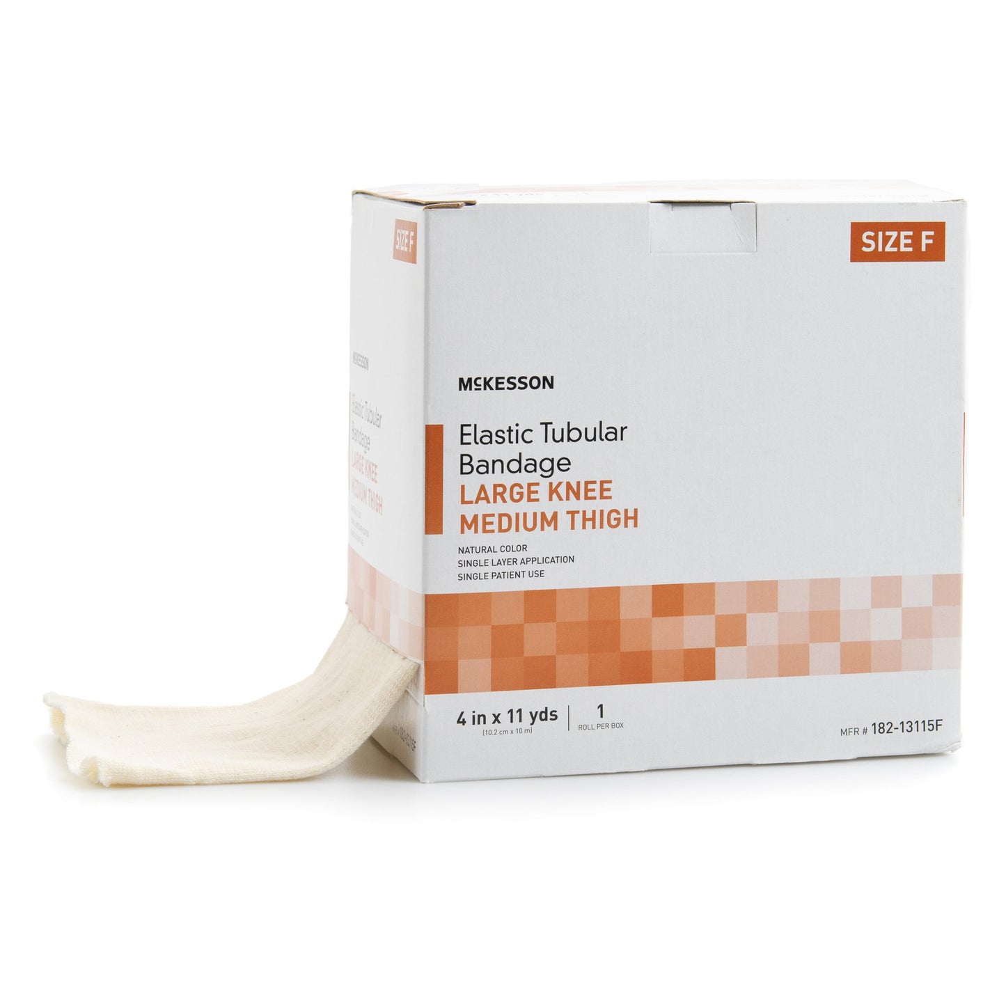 McKesson Spandagrip™ Elastic Tubular Support Bandage 4 Inch X 11 Yard Large Knee / Medium thigh Pull On Natural NonSterile Size F Standard Compression (1112853_BX)