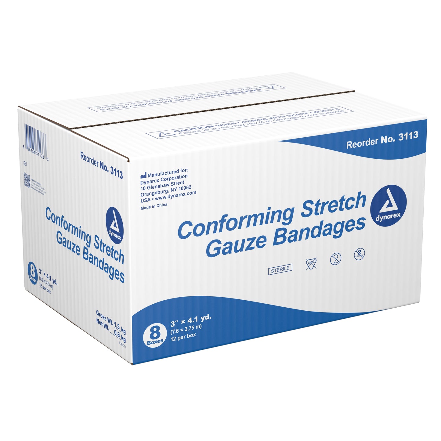 Dynarex® Conforming Bandage 3 Inch X 4-1/10 Yard 1-Ply Sterile 1 per Pouch (1049578_BG)