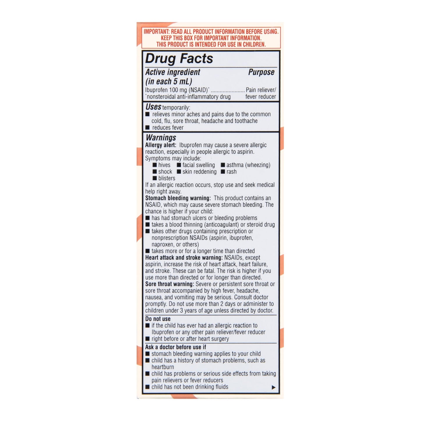 Foster & Thrive™ Children's Pain Relief 100 mg / 5 mL Strength Ibuprofen Oral Suspension 4 oz. (1238932_BT)