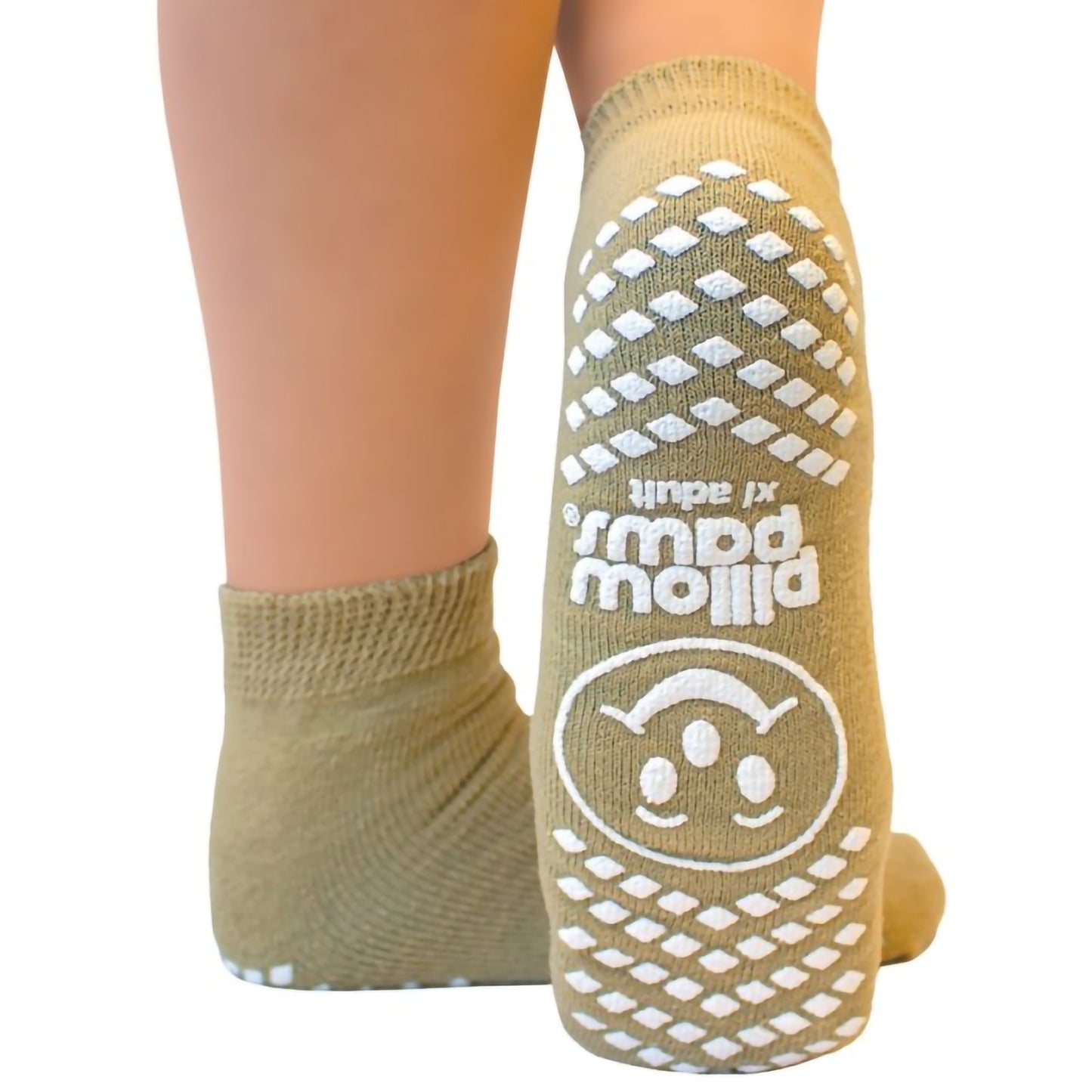 Pillow Paws® Single Imprint Terries™ Slipper Socks Unisex Adult X-Large Single Tread Single Patient Use Tan (278145_CS)