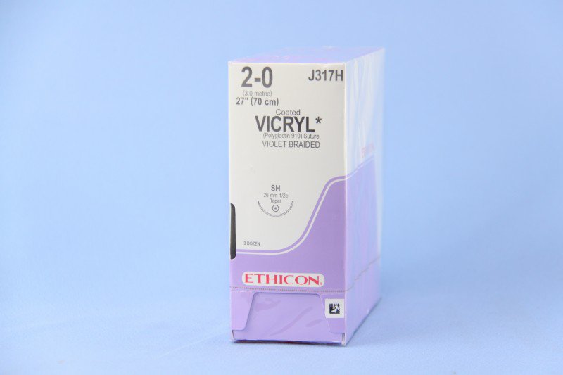 Coated Vicryl™ Absorbable Suture with Needle Polyglactin 910 SH 1/2 Circle Taper Point Needle Size 2-0 Braided (99409_DZ)