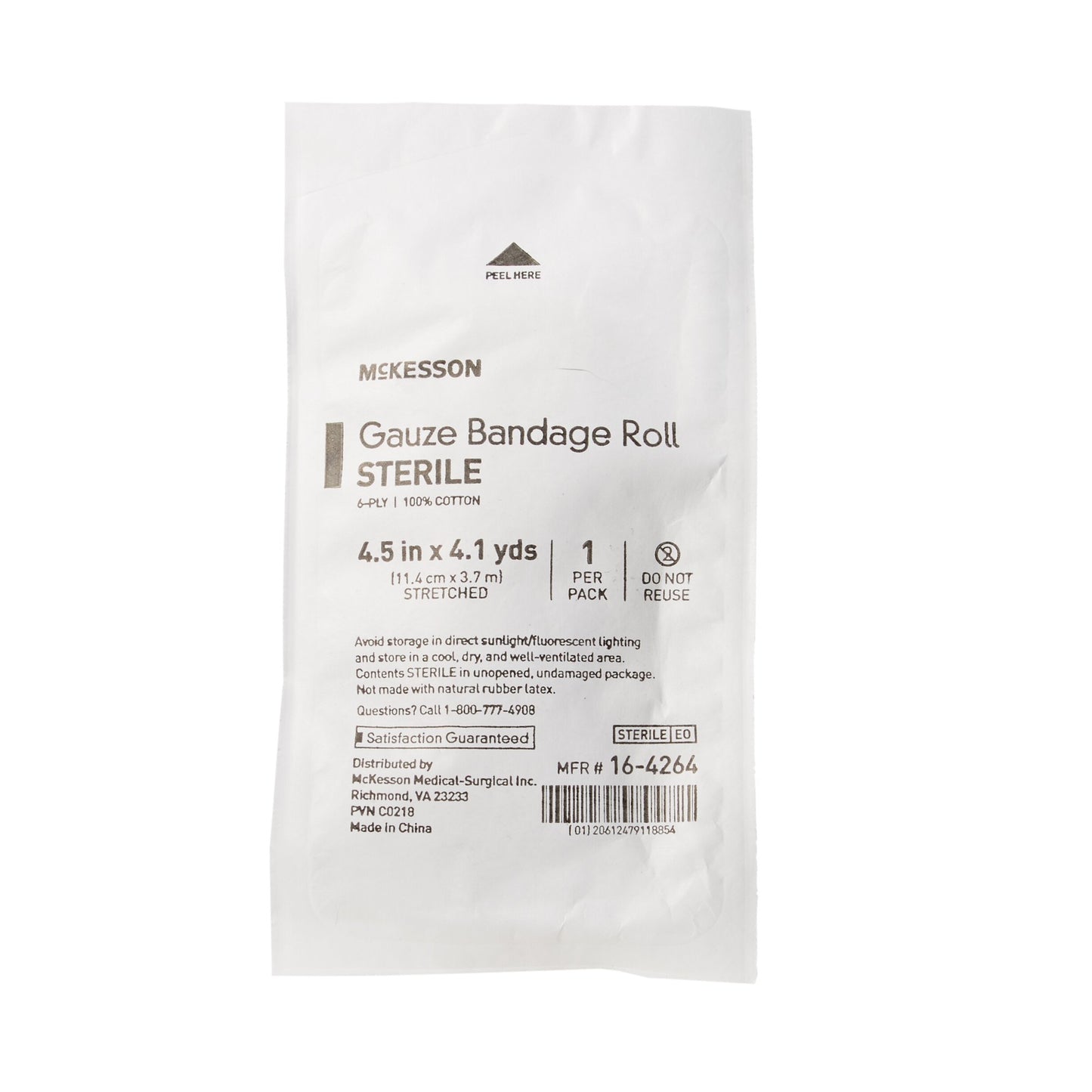 McKesson Fluff Bandage Roll 4-1/2 Inch X 4-1/10 Yard 6-Ply Sterile 1 per Pack (446051_RL)