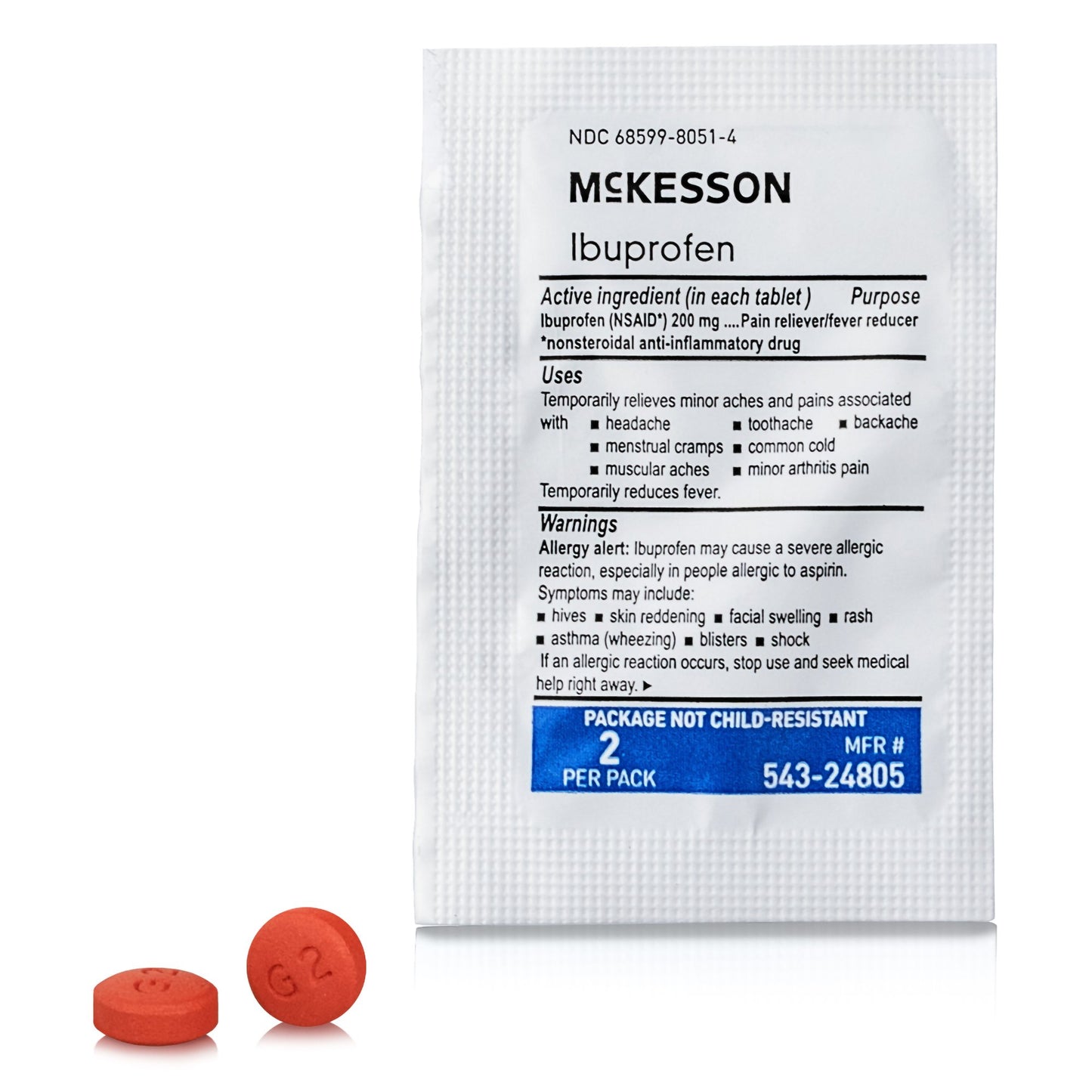 McKesson Pain Relief 200 mg Strength Ibuprofen Unit Dose Tablet 200 per Box (1111735_CS)