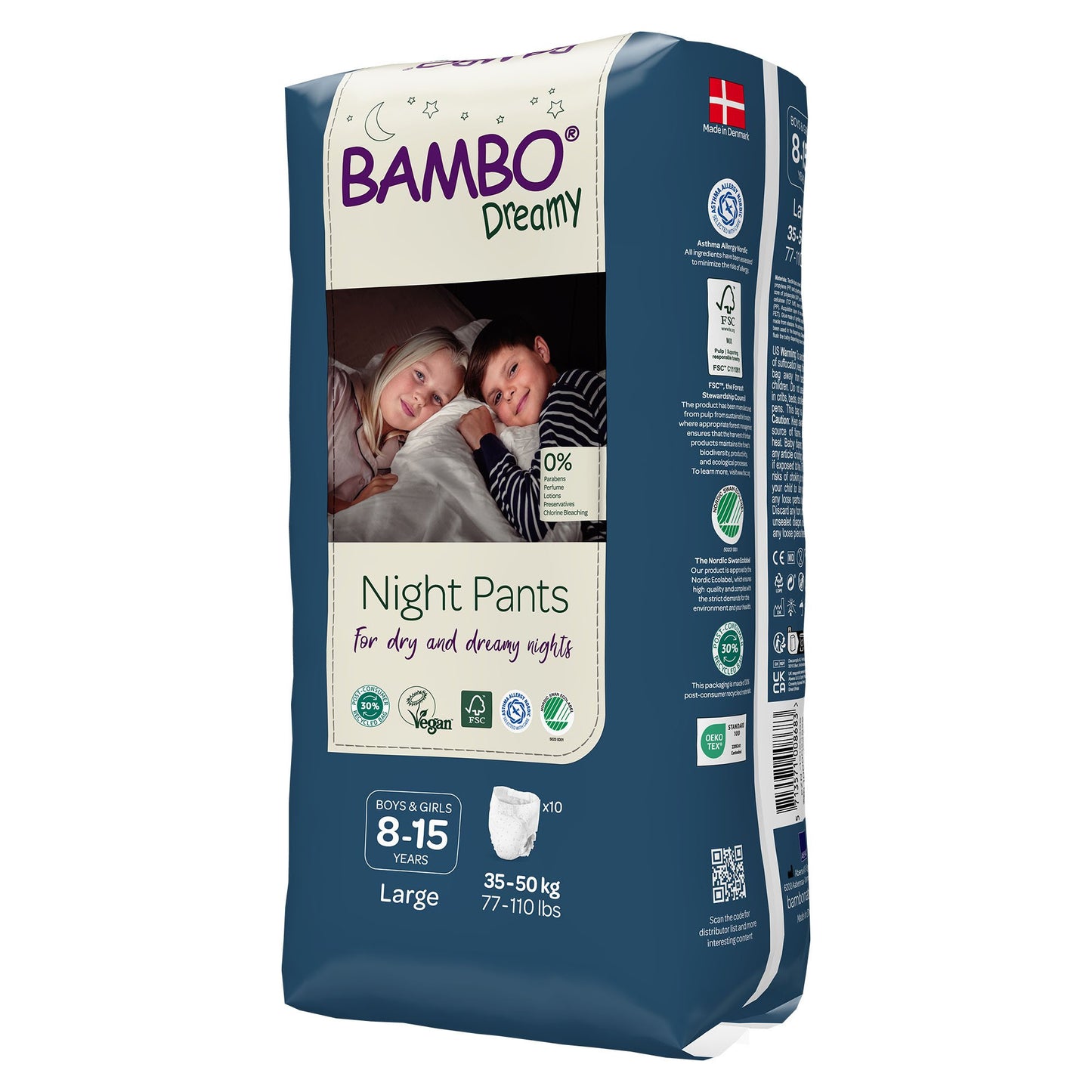Bambo® Dreamy Night Pant Unisex Youth Training Pants Pull On with Tear Away Seams Size 8 to 15 Years Disposable Heavy Absorbency (1255465_PK)