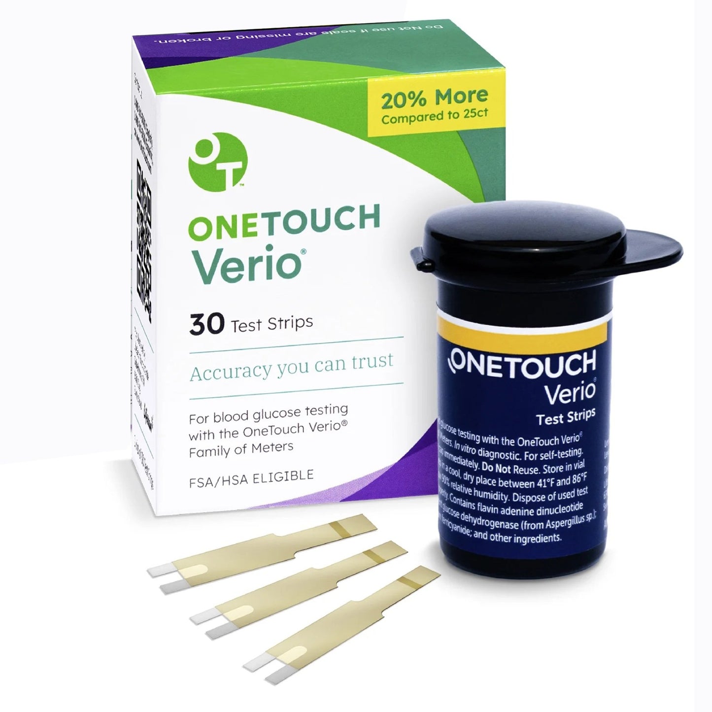 Verio Blood Glucose Test Strips 30 Strips per Pack (1220269_EA)