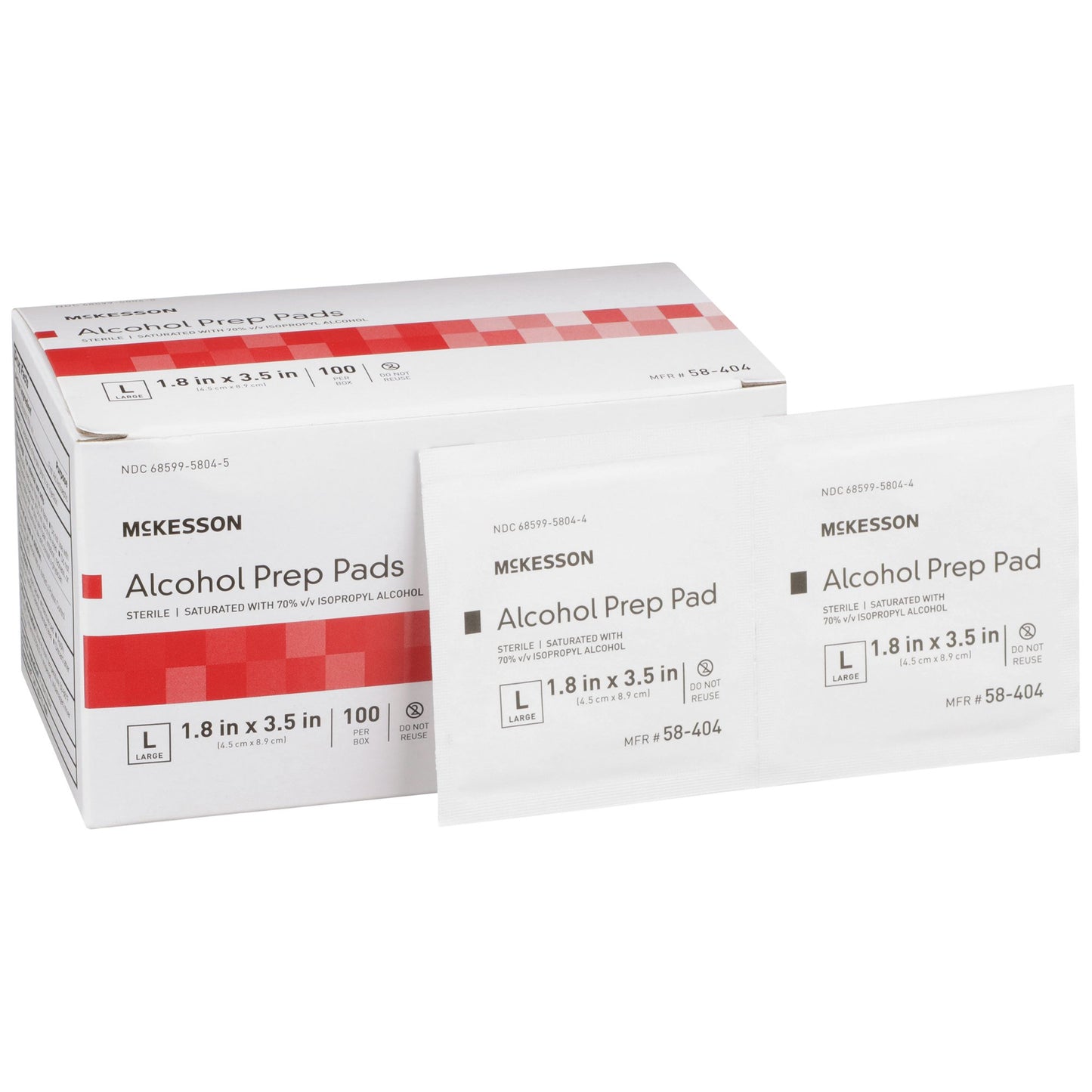 McKesson Alcohol Prep Pad 70% Strength Isopropyl Alcohol Individual Packet Large Sterile (225940_CS)