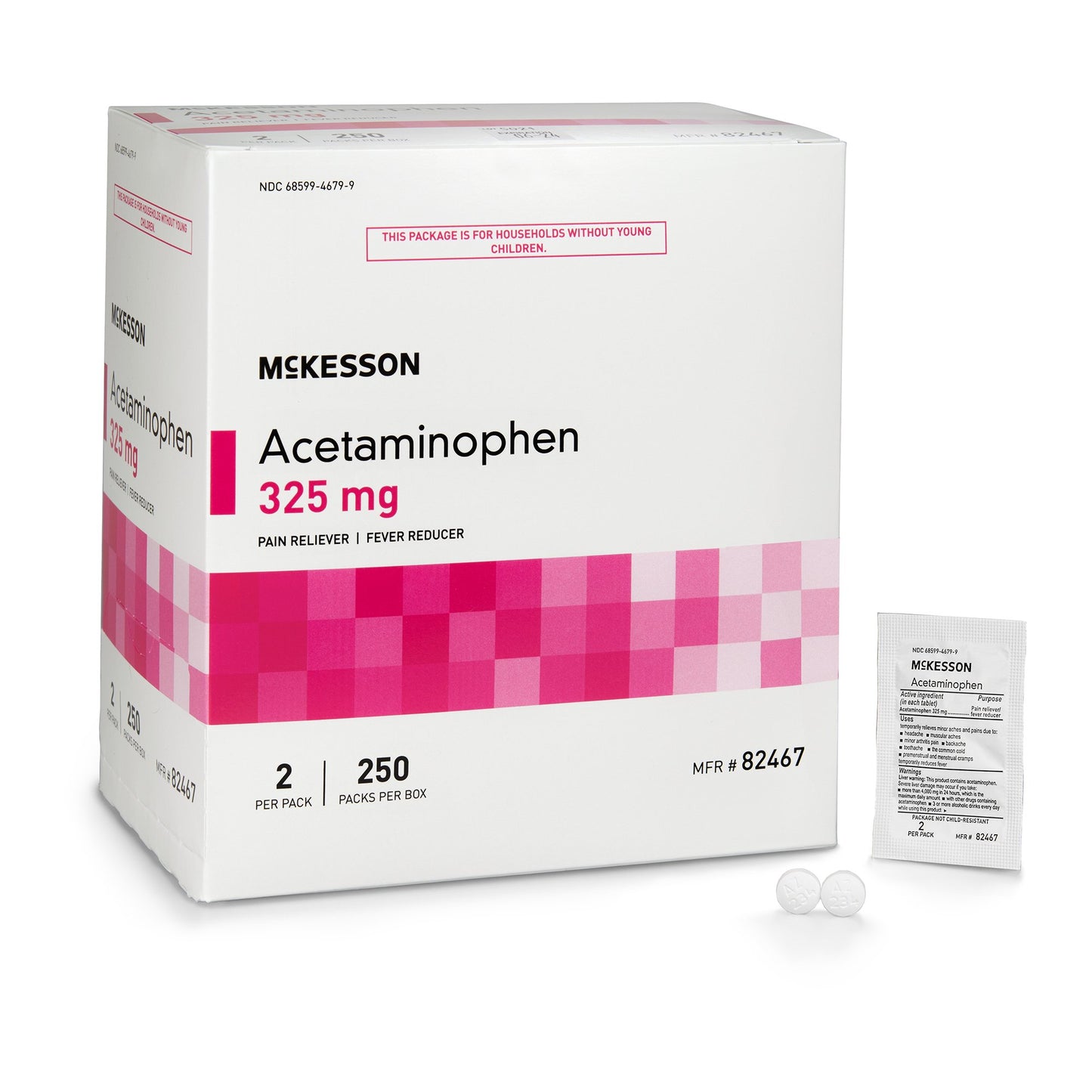 McKesson Pain Relief 325 mg Strength Acetaminophen Unit Dose Tablet 250 per Box (1111736_CS)