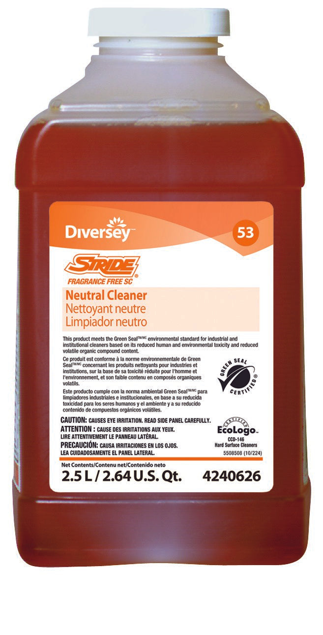 Diversey™ Stride® Floor Cleaner Liquid 2.5 Liter Bottle Unscented Manual Pour (880418_CS)