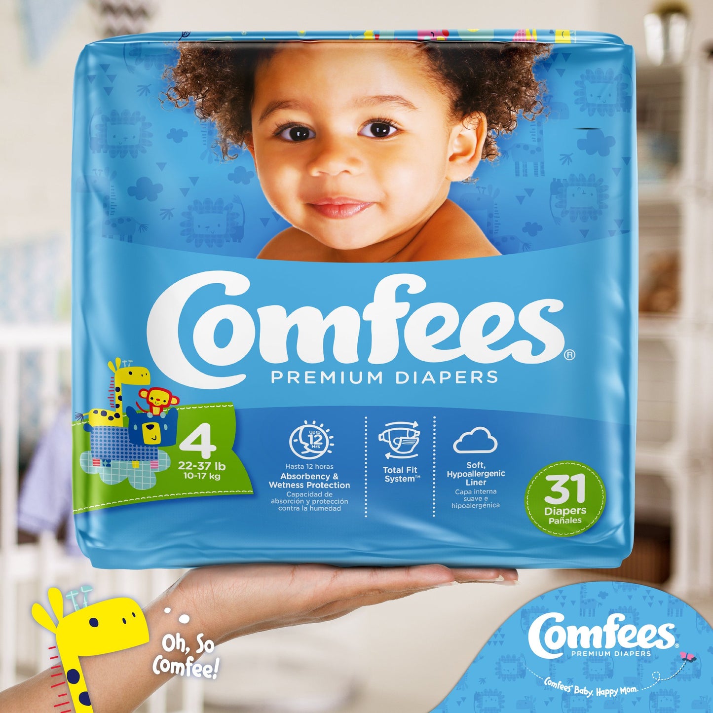 Comfees® Unisex Baby Diaper Size 4 Disposable Moderate Absorbency (993246_CS)