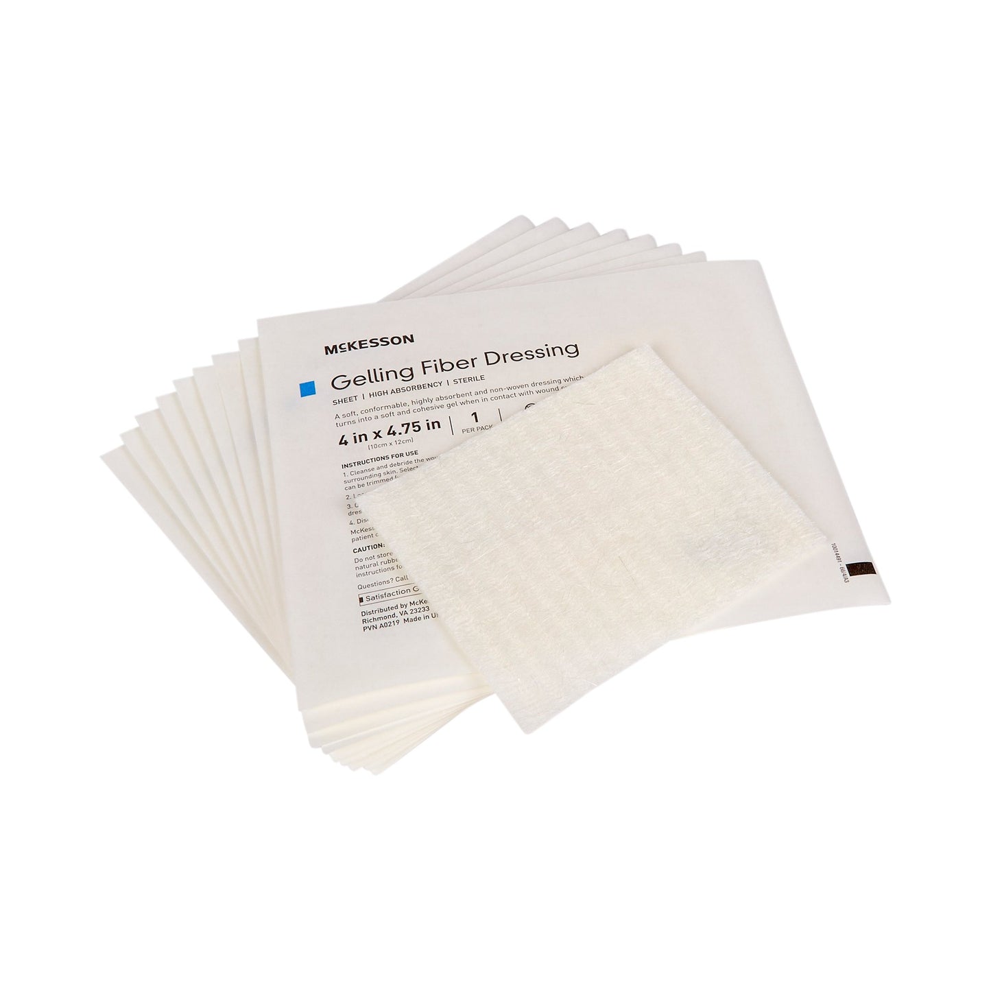 McKesson Gelling Fiber Wound Dressing 4 X 4-3/4 Inch Rectangle Sterile (1138627_BX)