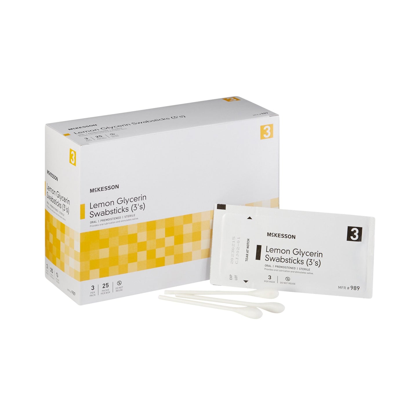 McKesson Lemon Glycerin Swabstick Rayon Tip 3 per Pack (877336_EA)