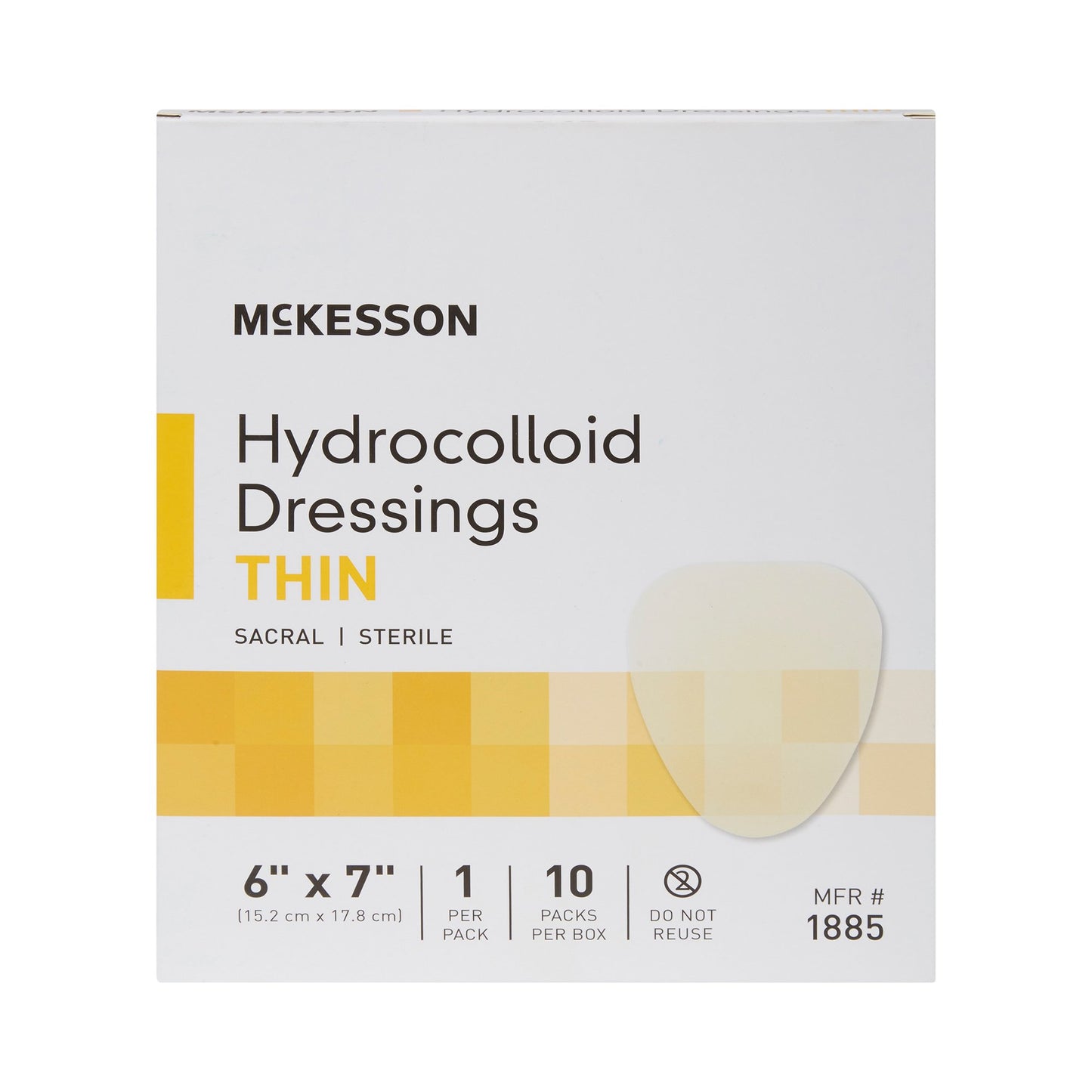 McKesson Thin Hydrocolloid Dressing Film Backing 6 X 7 Inch Sacral Hydrocolloid (882986_BX)