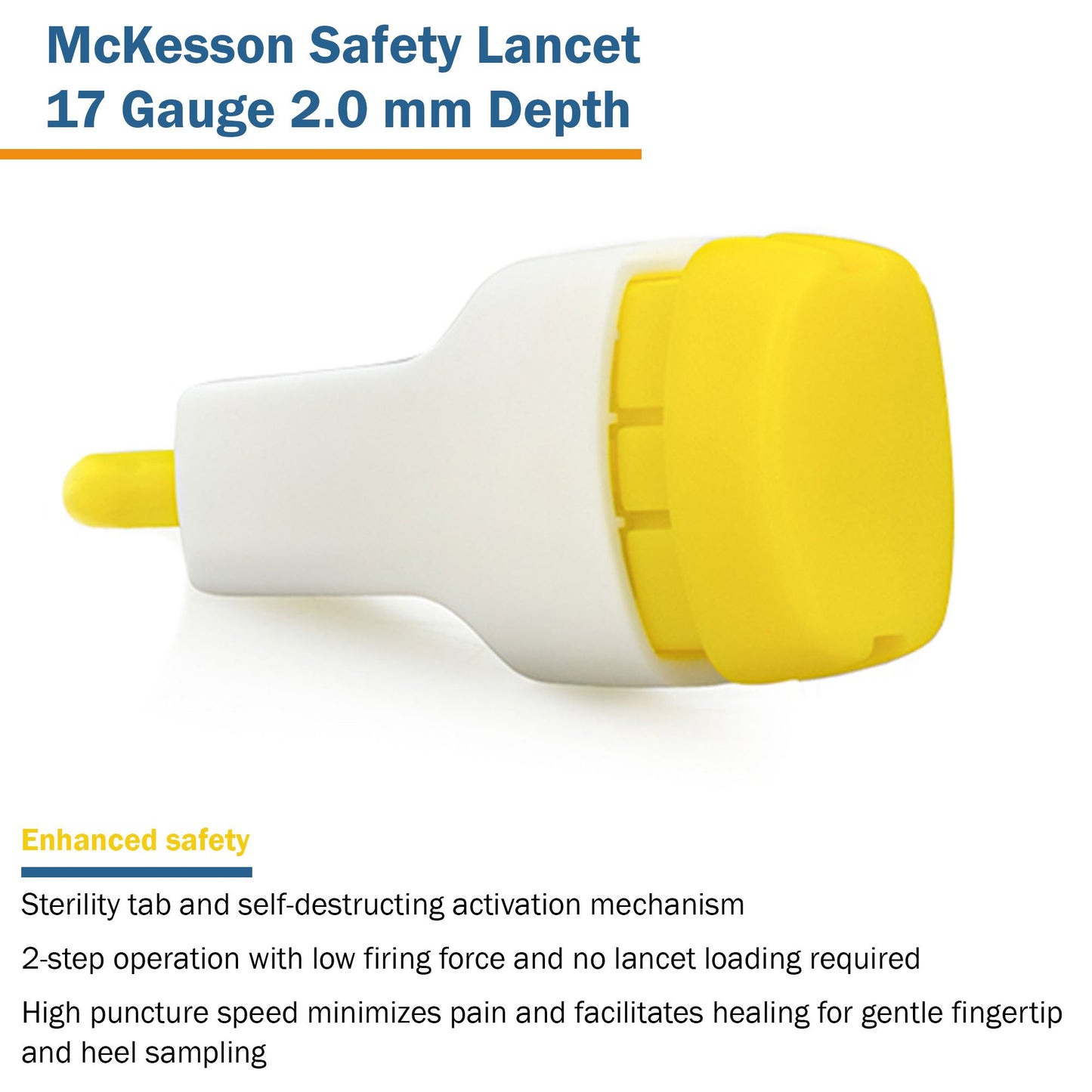 McKesson Safety Lancet 1.5 mm Blade Retractable Push Button Activation Finger (1217989_CS)