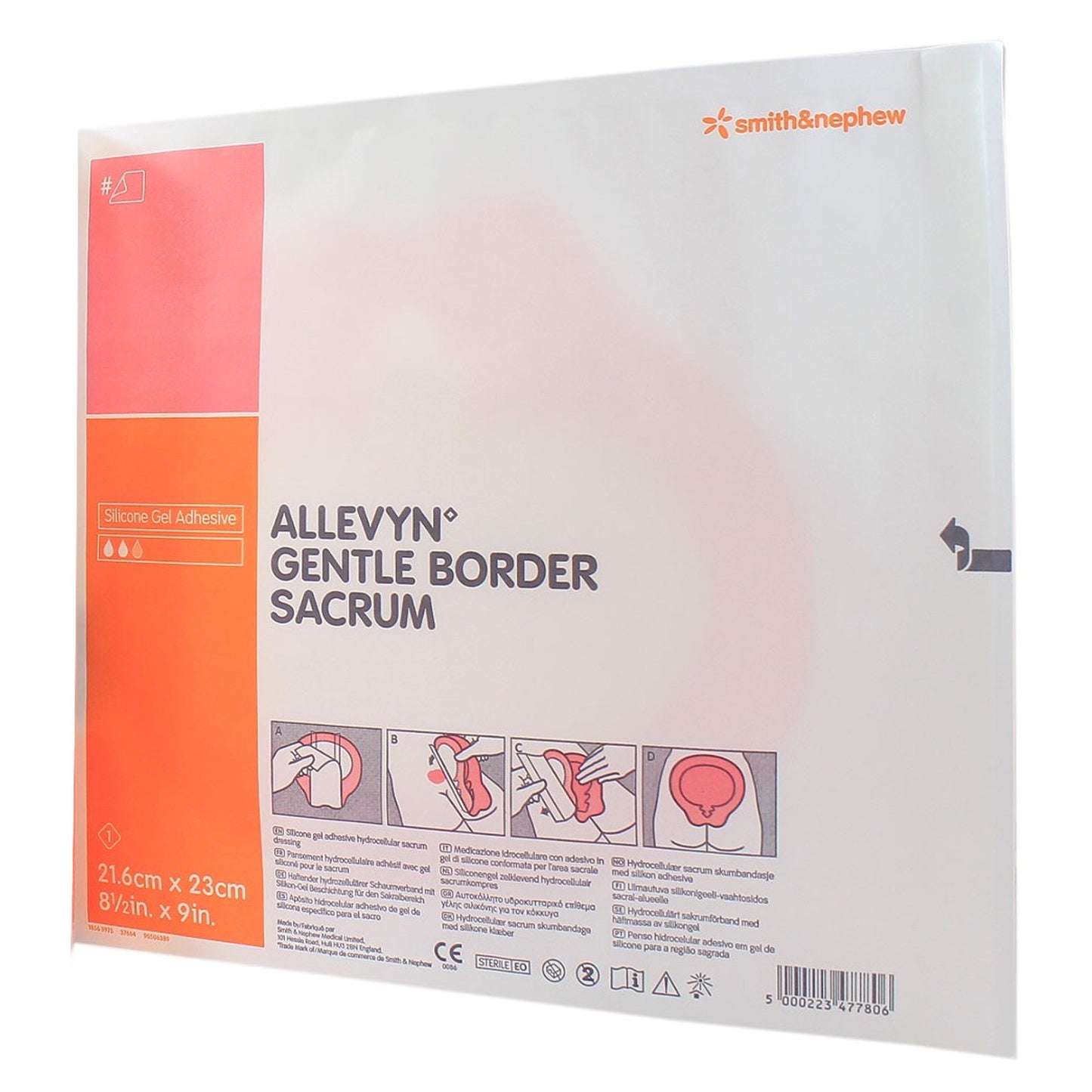 Allevyn Gentle Border Foam Dressing 8-1/2 X 9 Inch With Border Film Backing Silicone Gel Adhesive Sacral Sterile (831048_BX)