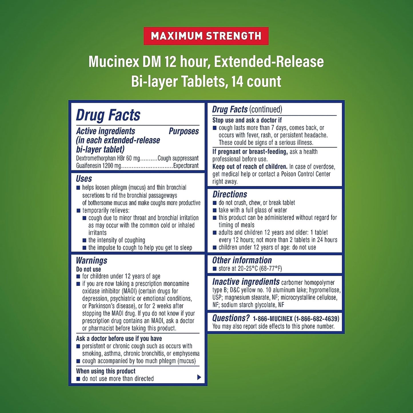 Mucinex® DM Cold and Cough Relief 1,200 mg - 60 mg Strength Tablet 14 per Box (718857_BX)