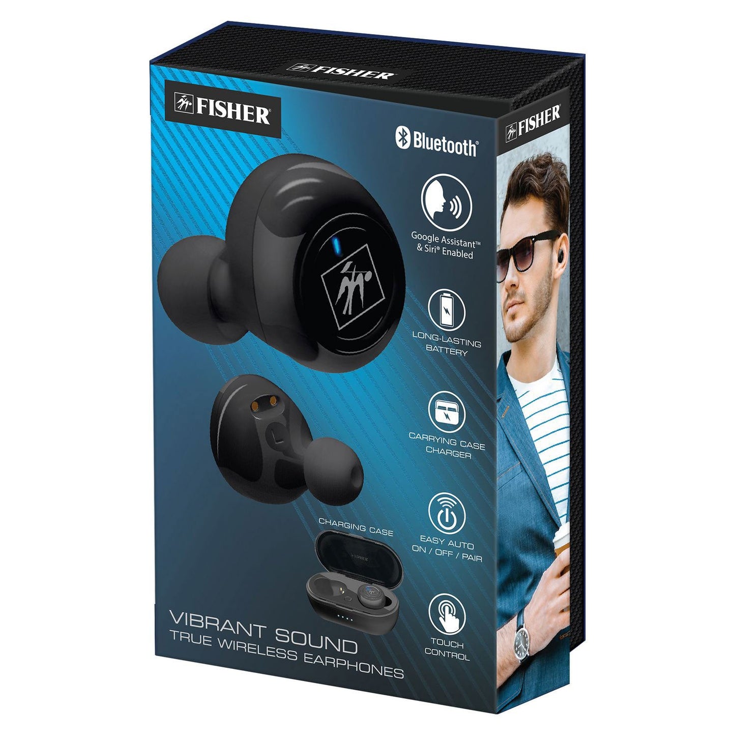 Fisher Vibrant Sound True Wireless Earphones, Black (MIGFTW210K)