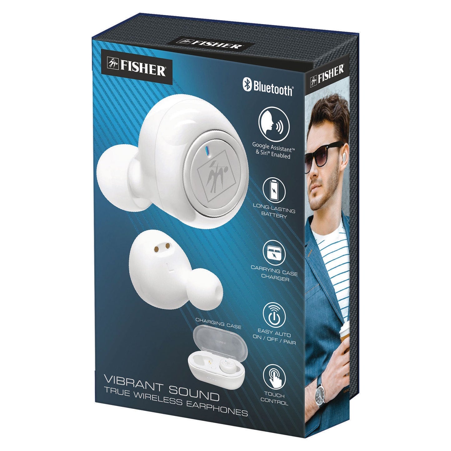 Fisher Vibrant Sound True Wireless Earphones, White (MIGFTW210W)