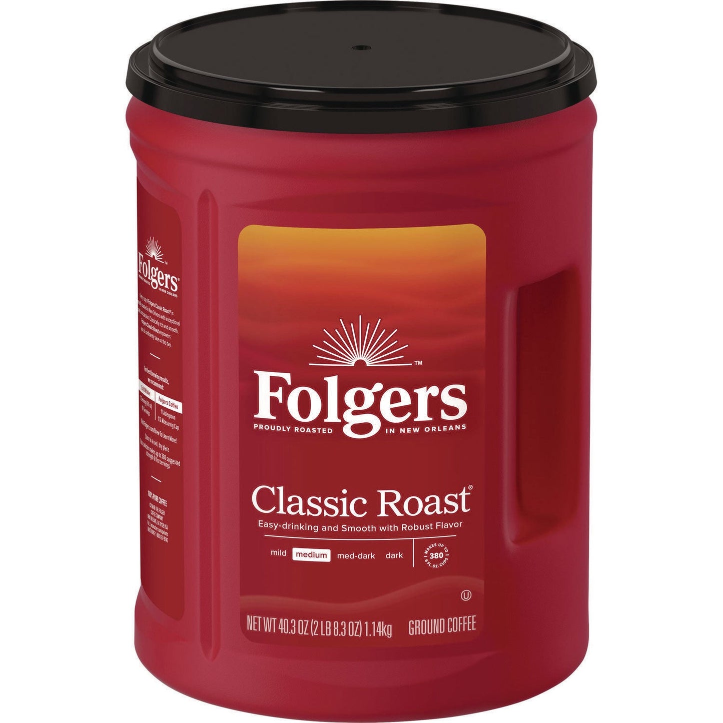 Folgers Classic Roast Ground Coffee, 40.3 oz Canister, 6/Carton (FOL30419)