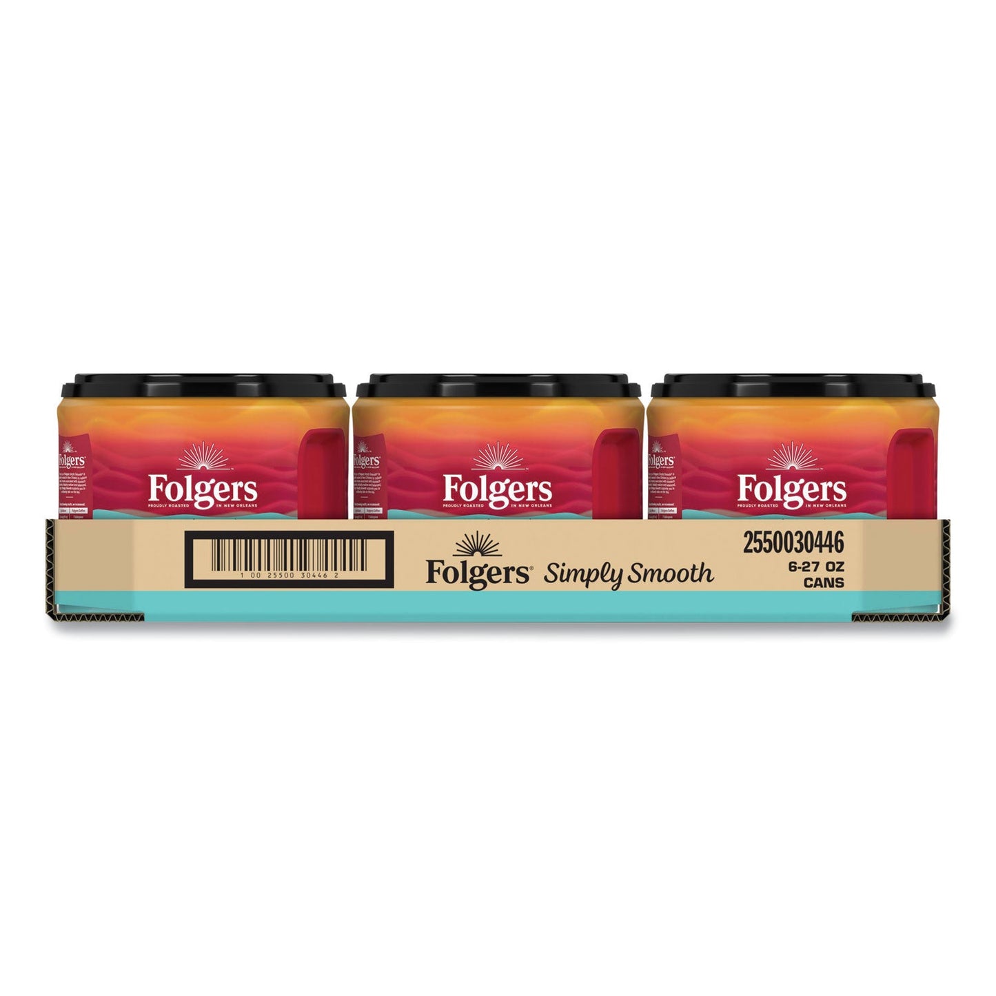 Folgers Simply Smooth Ground Coffee, Gentle On Your Stomach, 27 oz Canister, 6/Carton (FOL30446CT)