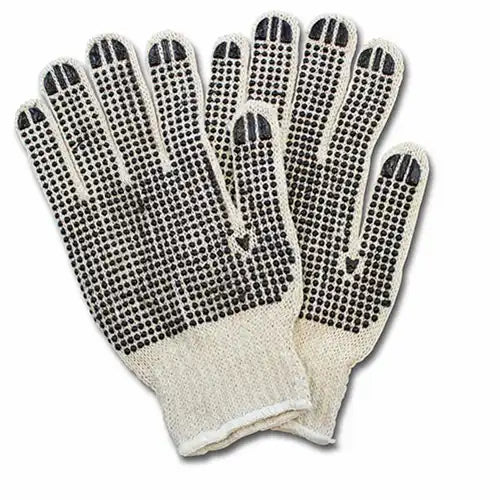 Safety Zone® Cotton Polyester String Knit PVC Dotted Grip Gloves, 2 Sided, 12 pr/Pack, 20 Packs/Case, Men's (SZNGSBD-MN-2C-20)