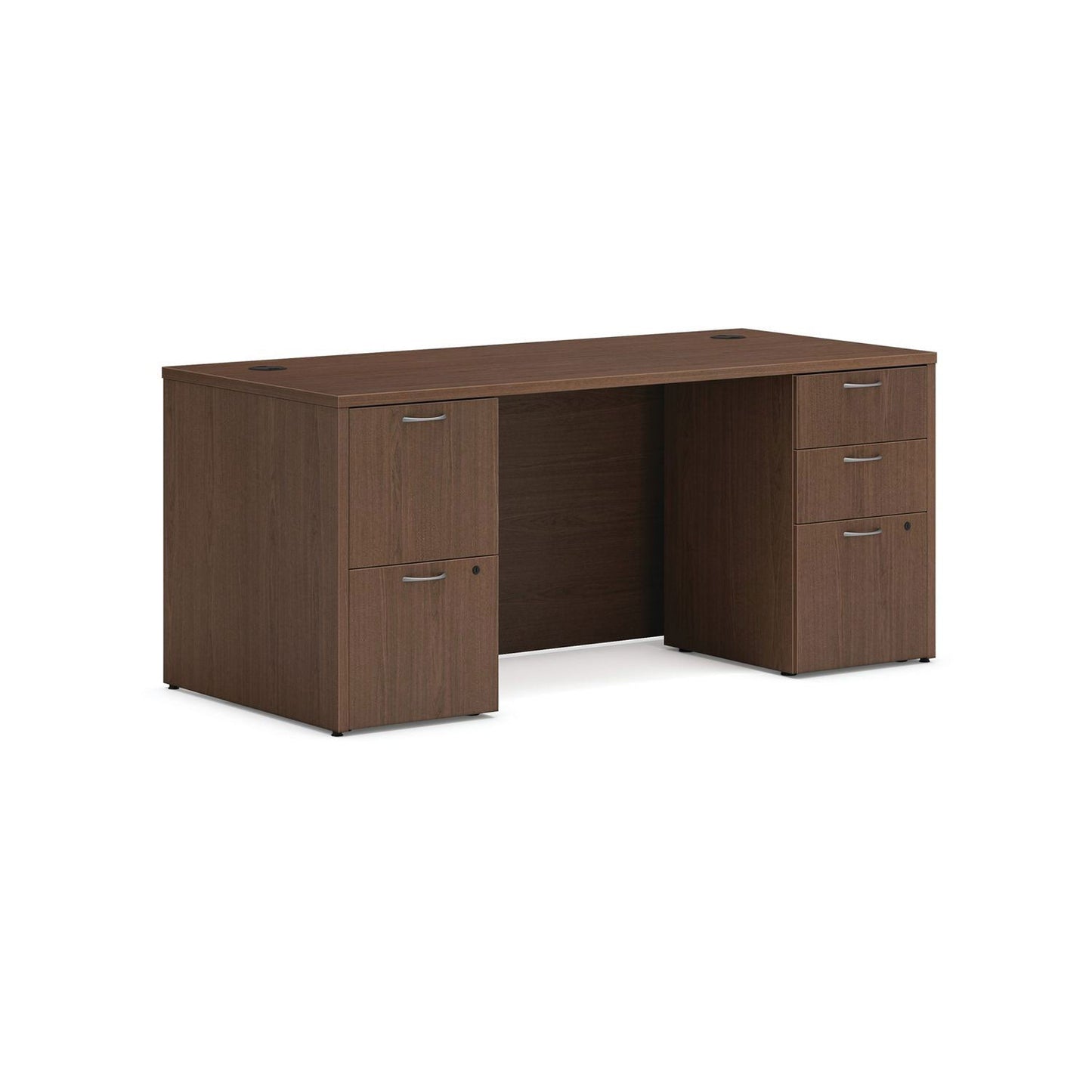HON Mod Double Pedestal Desk Bundle, 66" x 30" x 29", Sepia Walnut (HONMOD003)