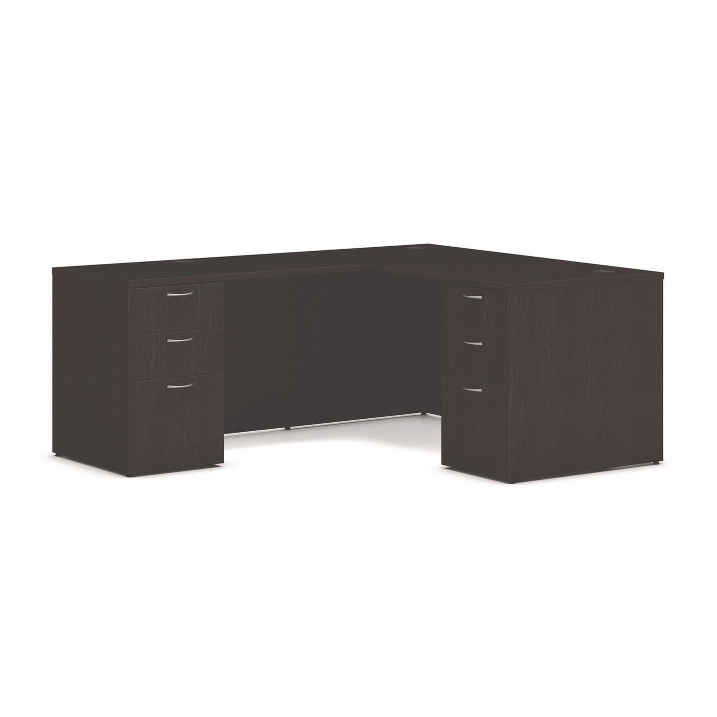 HON Mod L-Station Double Pedestal Desk Bundle, 60" x 72" x 29", Java Oak (HONL6072L2BBFJA)