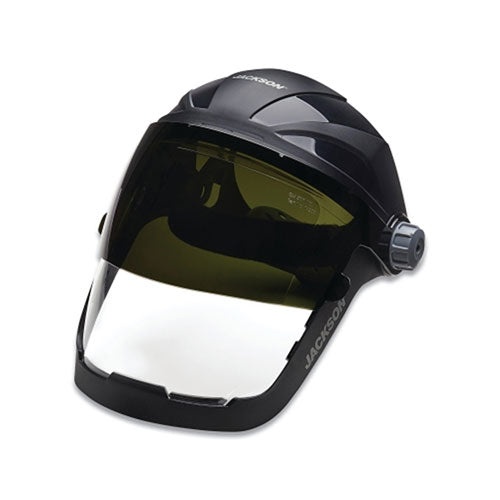 Jackson Safety® QUAD 500™ Series Premium Multi-Purpose Face Shields with Headgear, AF/Clear, Shade 5 IR, 9 in H x 12-1/4 in L (138-14230)