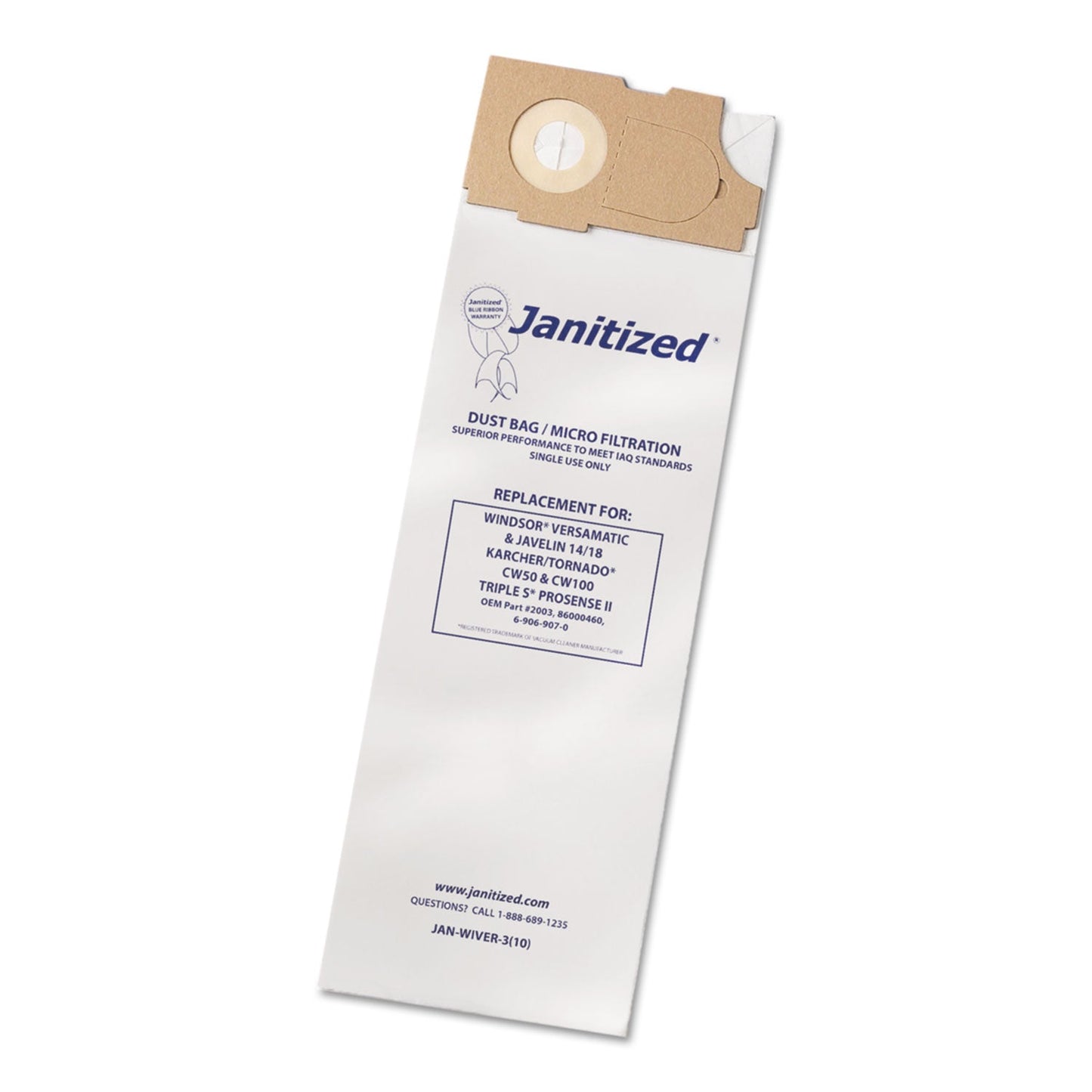Janitized Vacuum Filter Bags Designed to Fit Windsor Versamatic, 100/CT (APCJANWIVER3)