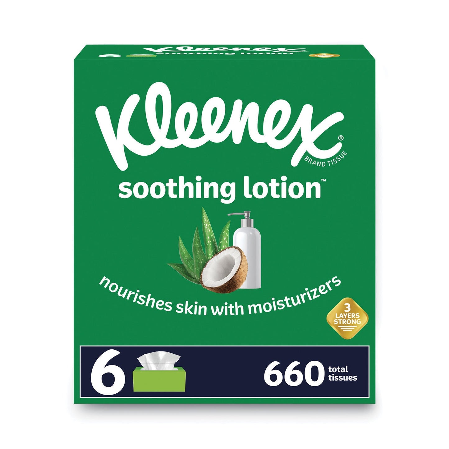 Kleenex Lotion Facial Tissue, 3-Ply, White, 110 Sheets/Box, 6 Boxes/Pack (KCC51758)