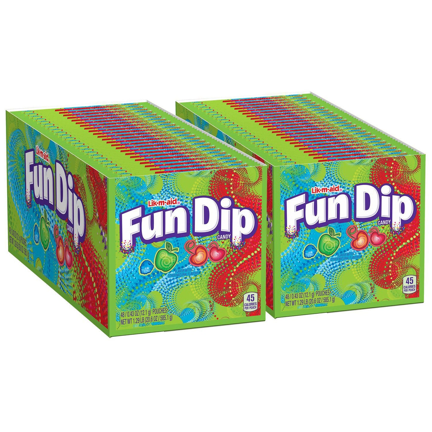 Lik-m-aid Fun Dip Candy, Assorted Flavors, 0.43 oz Pouch, 48/Box, 2 Boxes/Carton (GRR60004068)