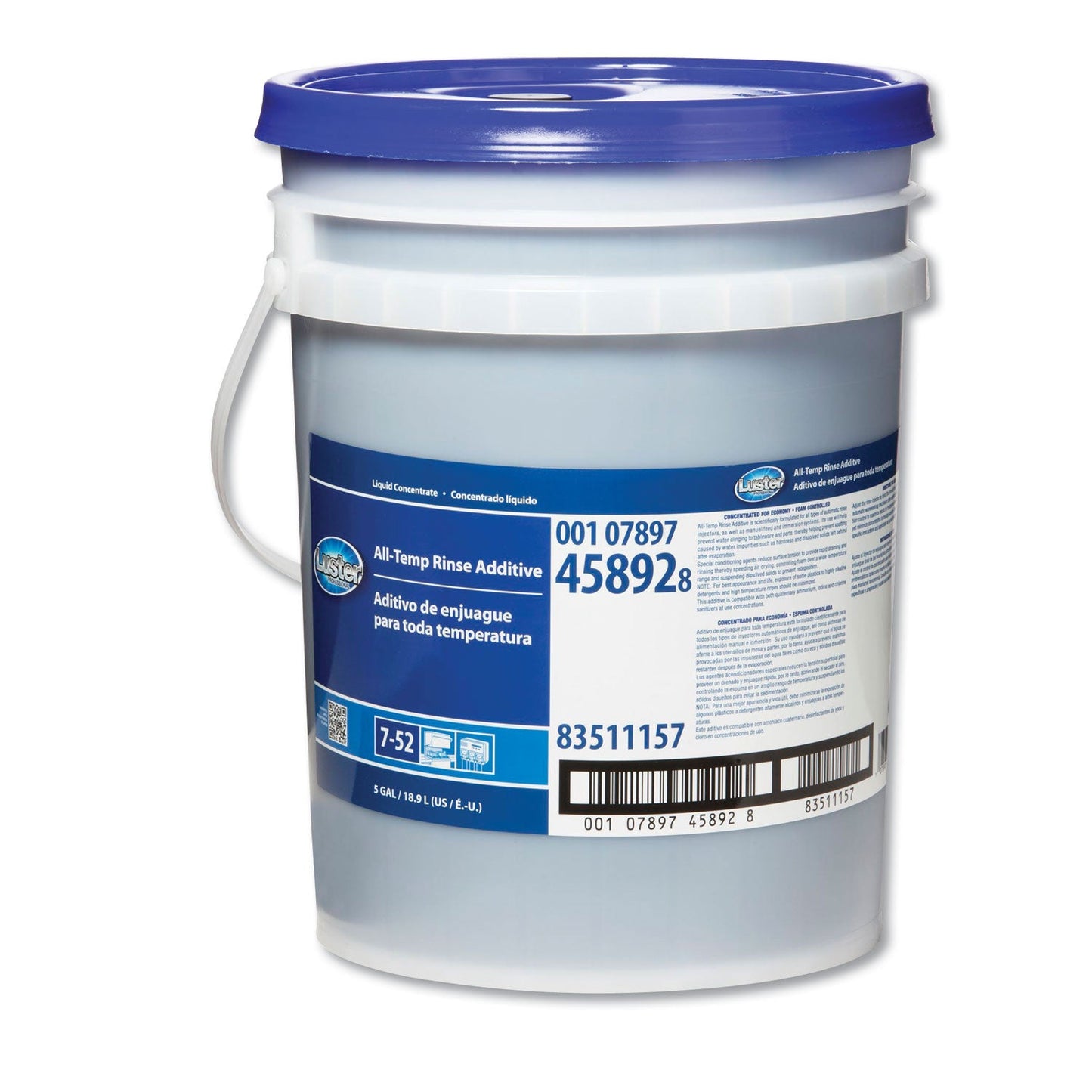 Luster Professional All-Temp Rinse Additive, Pleasant Scent, 5 gal Pail (PPL45892)