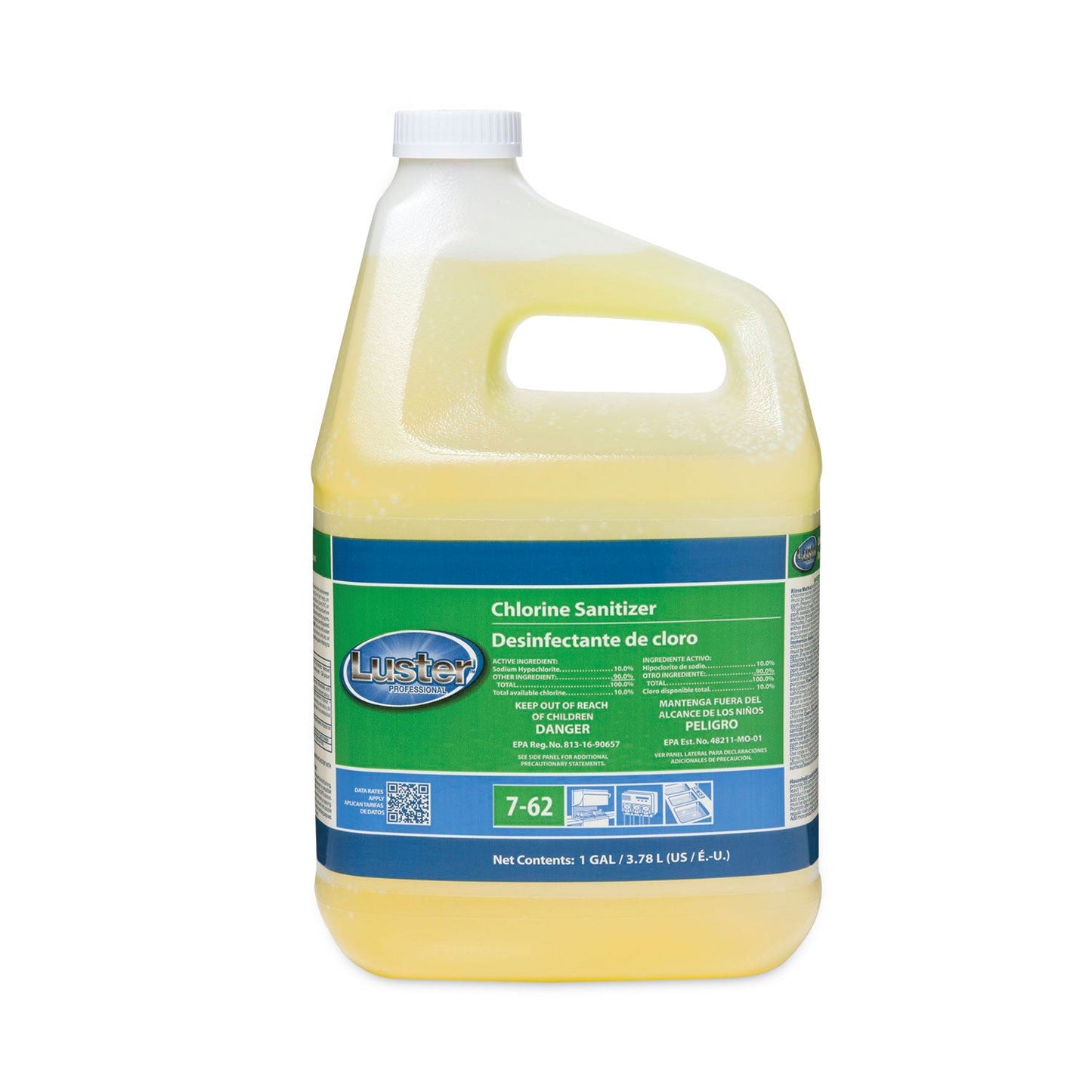 Luster Professional Liquid Chlorine Sanitizer, Chlorine Scent, 1 gal Bottle, 2/Carton (PPL45916)