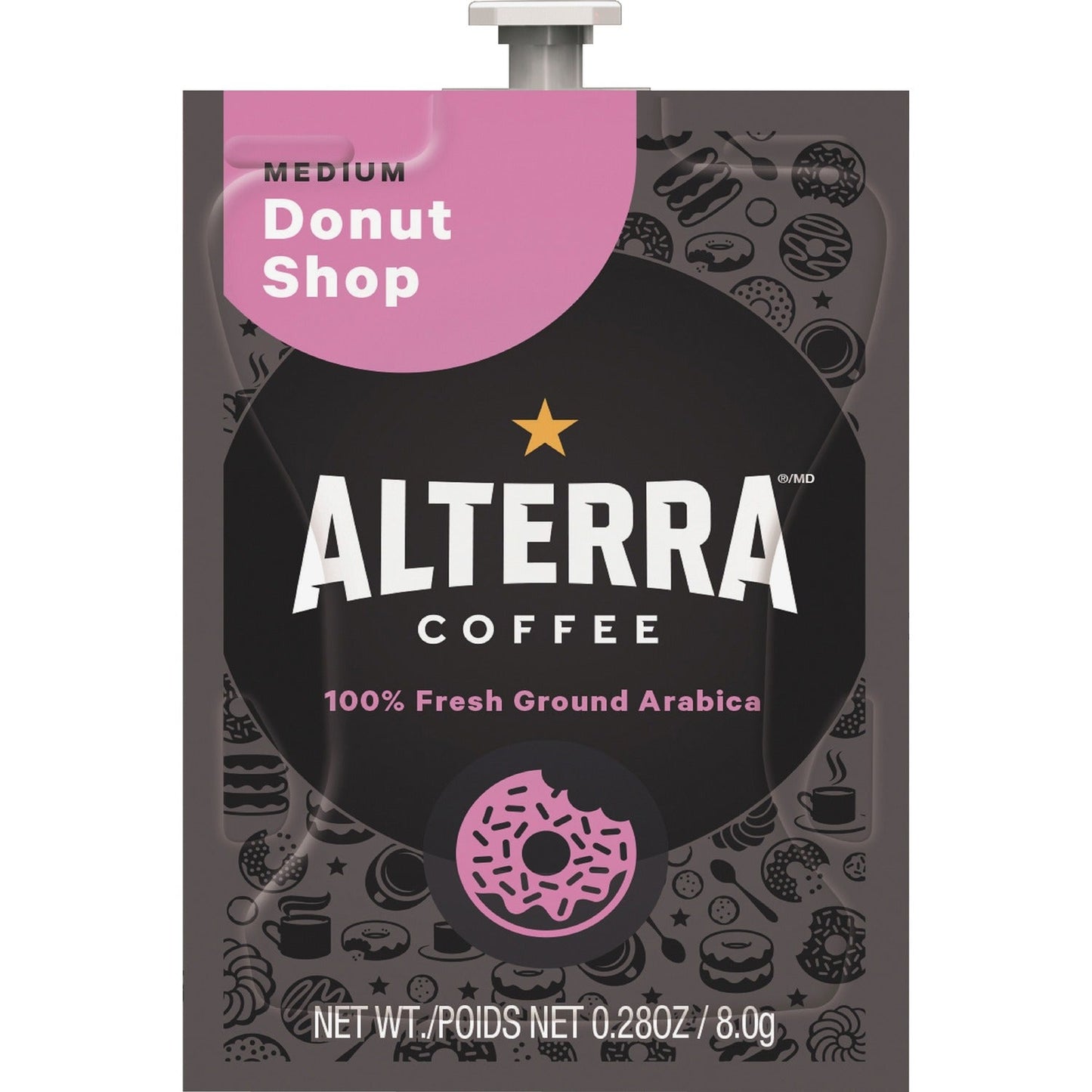 Flavia Alterra Donut Shop Coffee Freshpack, Donut Shop, 0.28 oz Pouch, 100/Carton (LAV48019)