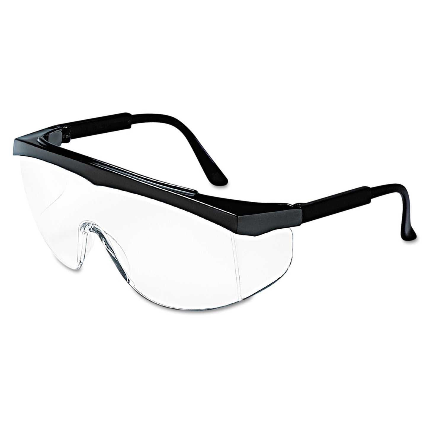 MCR Safety Stratos Safety Glasses, Black Frame, Clear Lens (CRWSS110BX)