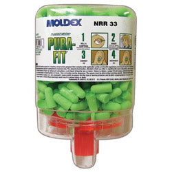 Moldex PlugStation® Earplug Dispenser, Disposable Plastic Bottle, Foam Earplugs, Bright Green, Pura-Fit® (507-6844)