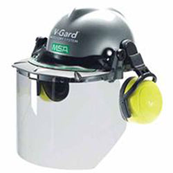 MSA V-Gard® Visor Frame for General Purposes, For All MSA Slotted Caps, Black/Green, Debris Control Sold Separately (454-10115730)
