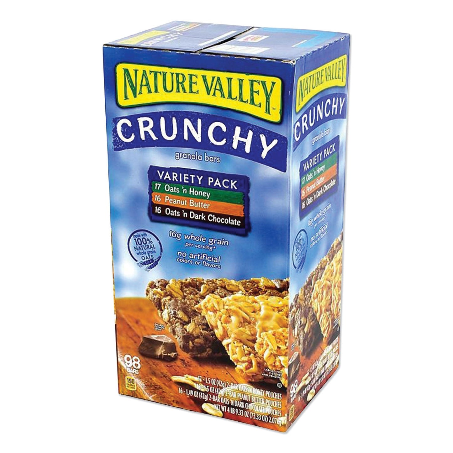 Nature Valley Granola Bars, Assorted Crunchy Bars, 1.5 oz Pouch, 2 Bars/Pouch, 49 Packs/Box (NVLGEM44136)