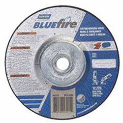 Norton Bluefire Type 27 Depressed Center Wheel, 5 in dia, 1/8 in Thick, 5/8 Arbor, 24 Grit, Zirconia/Aluminum Oxide (547-66252843215)