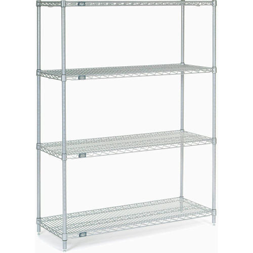 Nexel 4 Shelf, Stainless Steel Wire Shelving Unit, Starter, 48"W x 18"D x 63"H (WB189402)