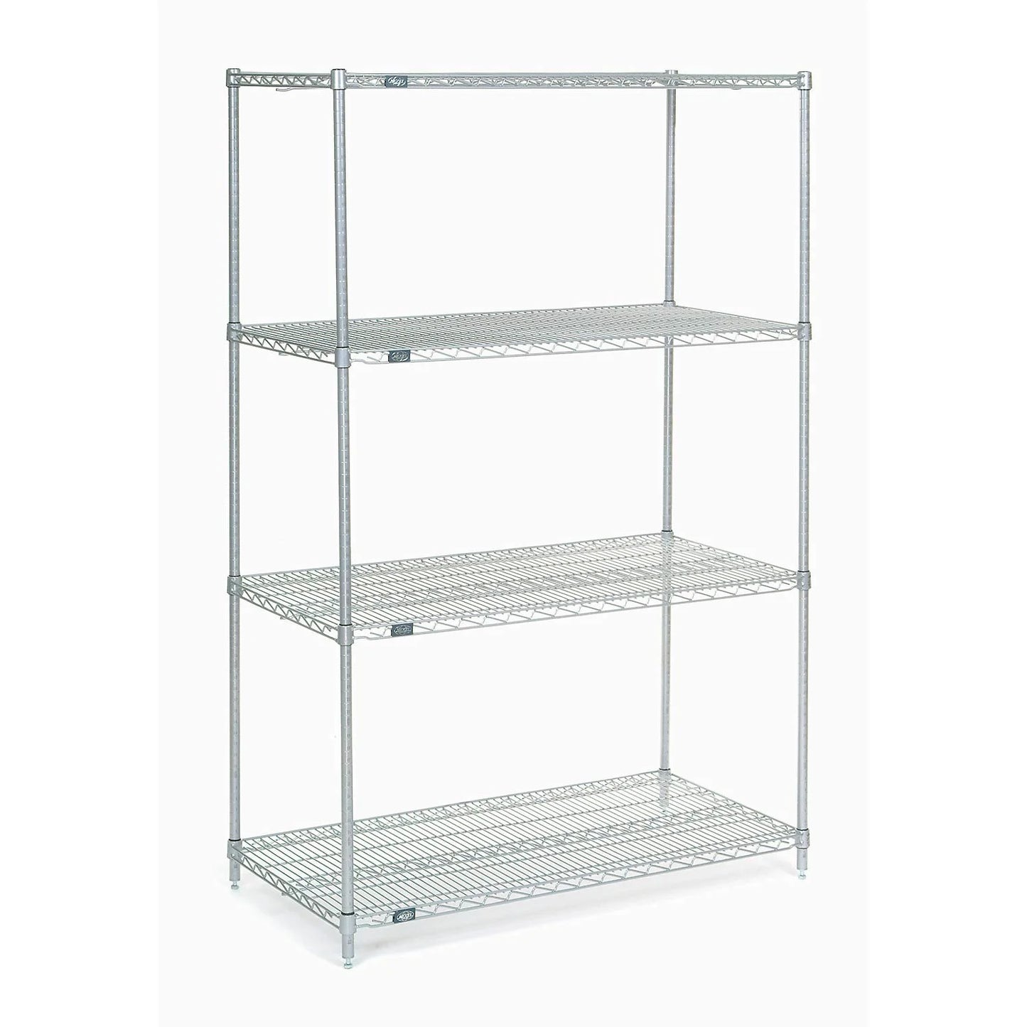 Nexel 4 Shelf, Stainless Steel Wire Shelving Unit, Starter, 48"W x 24"D x 74"H (WB189414)